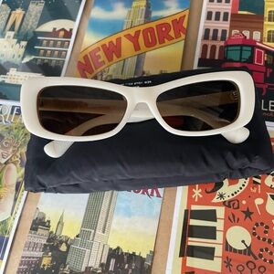 Zara White Rectangular Sunglasses